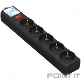 PowerCube Фильтр-удлинитель 5.0м, 5 розеток,10А (SPG5-С5), черный графит